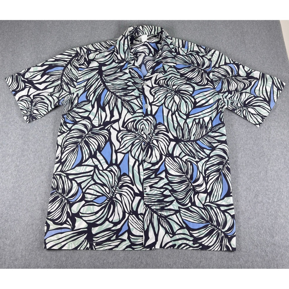 Paradise‎ Style Hawaiian Shirt MENS XXL 2XL Wht Camp Shirt Blue Black Surf Aloha